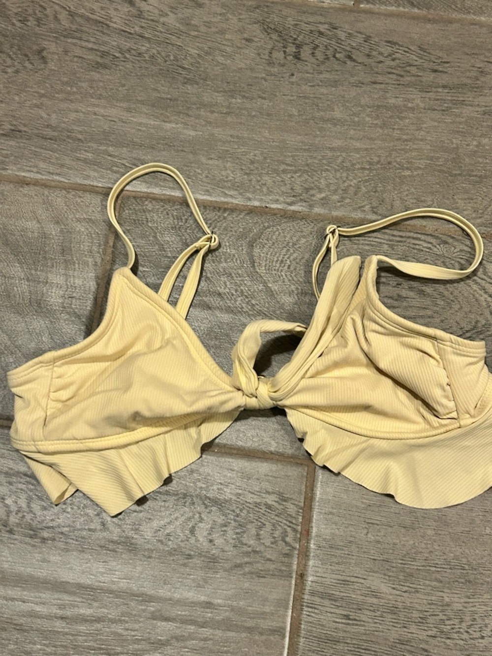 Xhileration Yellow Ruffled Knot Bikini Top -size medium